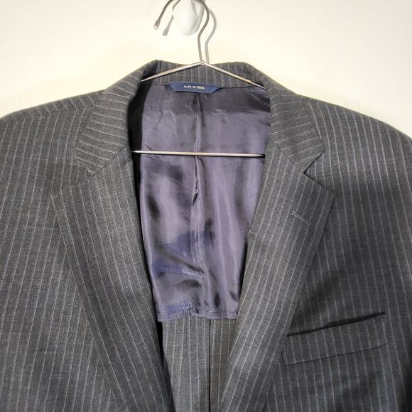 Brooks Brothers Cool Fitzgerald Blazer Size 46R Gray Pinstripe Wool Full Canvas - Picture 2 of 8